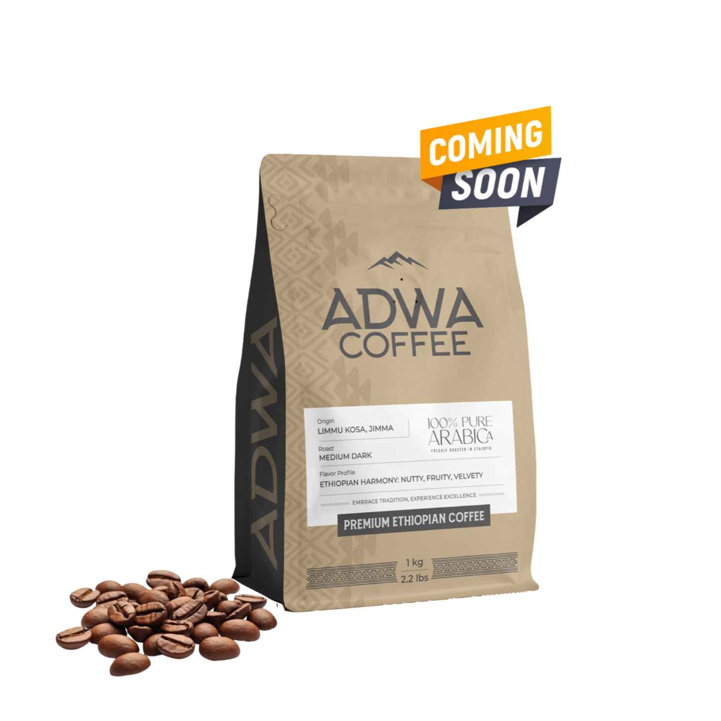 5 - ADWA Coffee - Premium Ethiopian coffee - Medium Dark Roast - Whole Beans